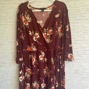 Rue+ Wrap Dress Maroon Floral